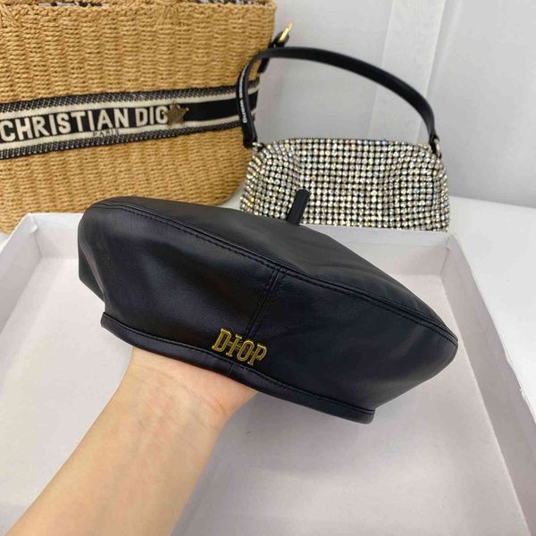 

factory wholesale 50% off family catwalk soft black leather beret handsome shopping concave shape leisure flat painter hat female h3dz