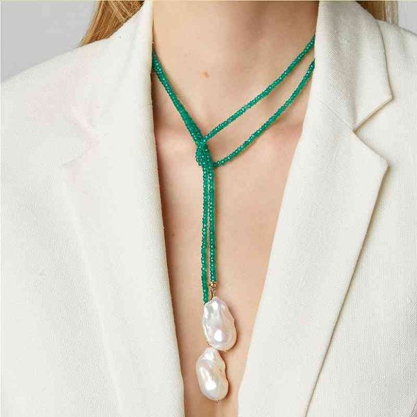

necklaces pendants komi boho imitation irregular pearl beaded long double chains for women personality jewelry bijoux k3432, Silver