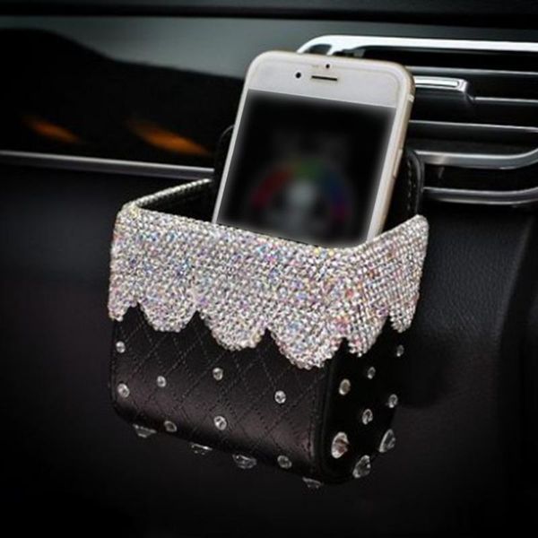 

car organizer diamond outlet storage bag mobile phone box bling accessories