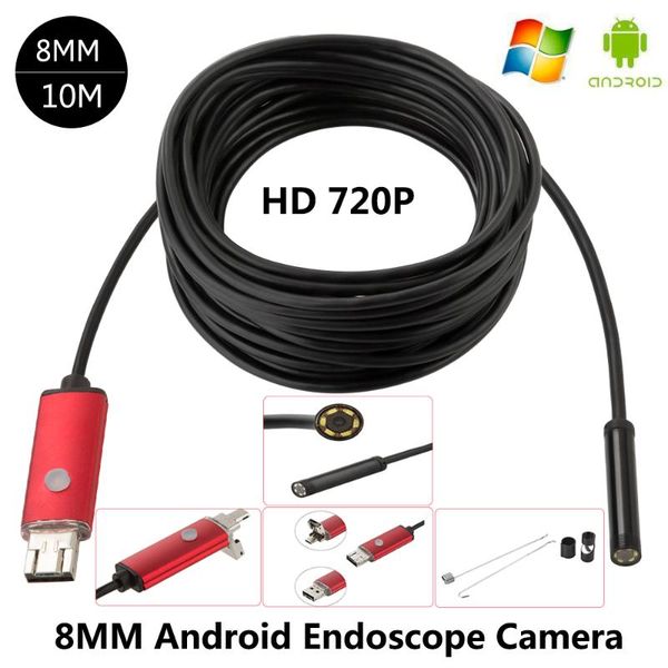 

android waterproof 10m cable 8mm lens borescope inspection for pc phone ip cameras