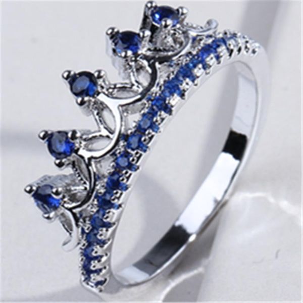 

wedding rings silver color ring classic exquisite luxury temperament female models fashion crown inlaid zircon crystal hand jewelry, Slivery;golden