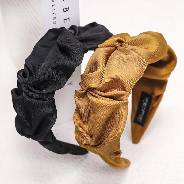 

solid color fabric folds headbands for women summer fashion wide side hairband korean hair hoop bands girls accessories1
