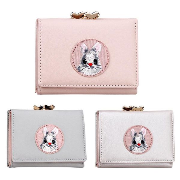 

wallets cute multi-card women wallet cloth stickers change folder girl short multi-function card sets, Red;black