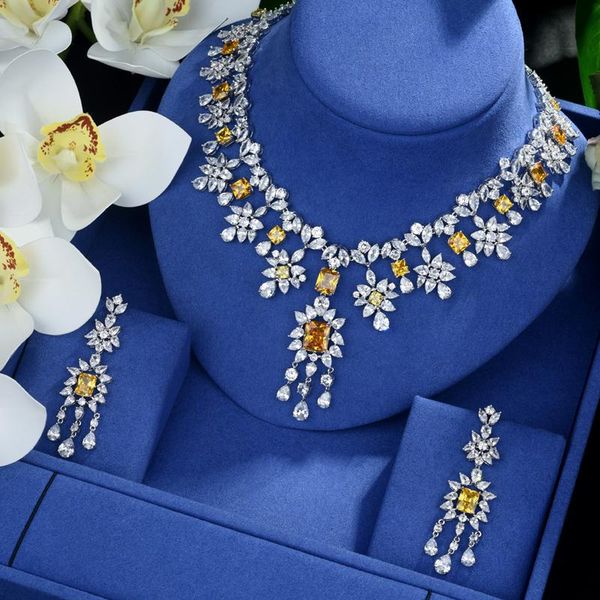 

earrings & necklace be 8 fashion square water shape bracelet ring for women shiny cubic zirconia white gold color jewelry set s481, Silver