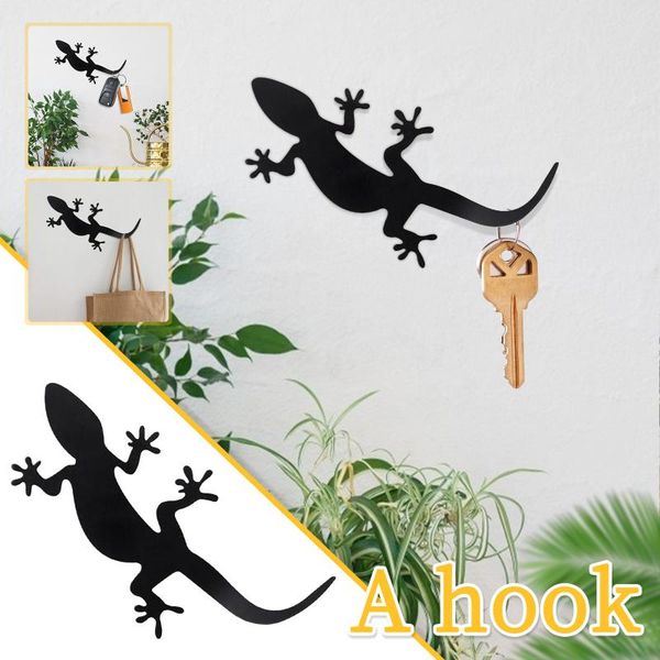 

hooks & rails gecko-shaped wall decoration hook pendant bag and key chain holder metal animal groceries storage suspension rack up