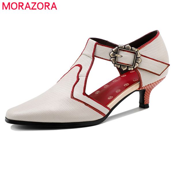 

morazora arrive single shoes women pumps buckle classic vintage thin heel dress office shoes ladies 210506, Black