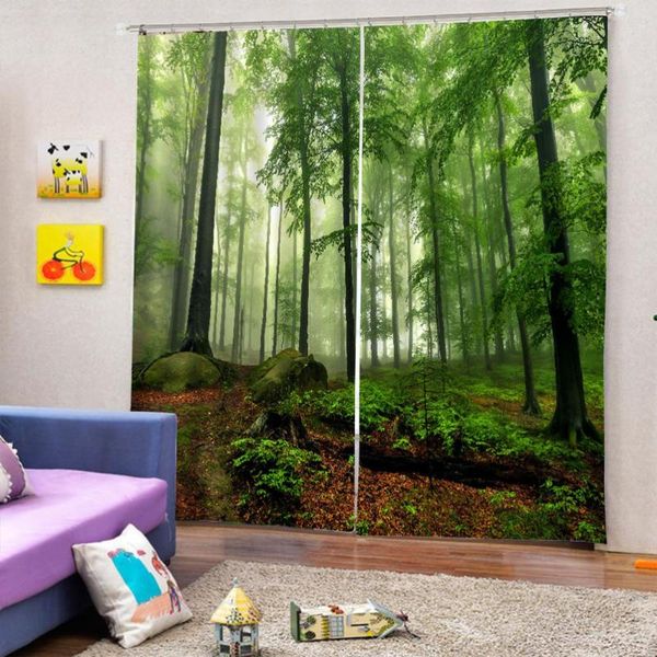 

1pc polyester curtain waterproof universal decorative printing for home el bedroom (forest) & drapes