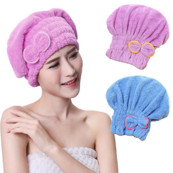 

shower caps 2pcs microfibre quick hair drying bath towel spa bowknot cap bathroom accessories bonnets for women designer