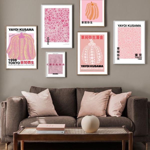 

paintings yayoi kusama polka dot abstract pumpkin forever wall art print canvas painting nordic posterfor living room decor pictures