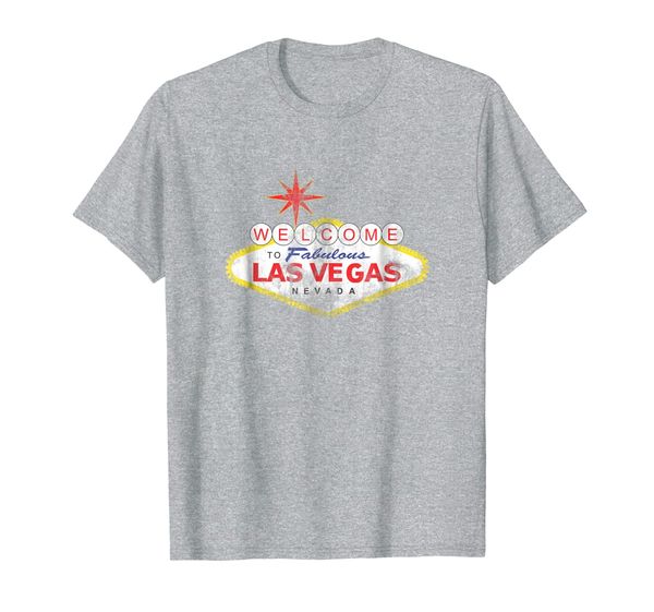 

vintage vegas t-shirt, distressed welcome sign graphic tee, White;black
