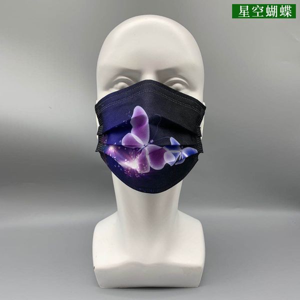 

disposable protective masks, starry color printing net, red and butterfly