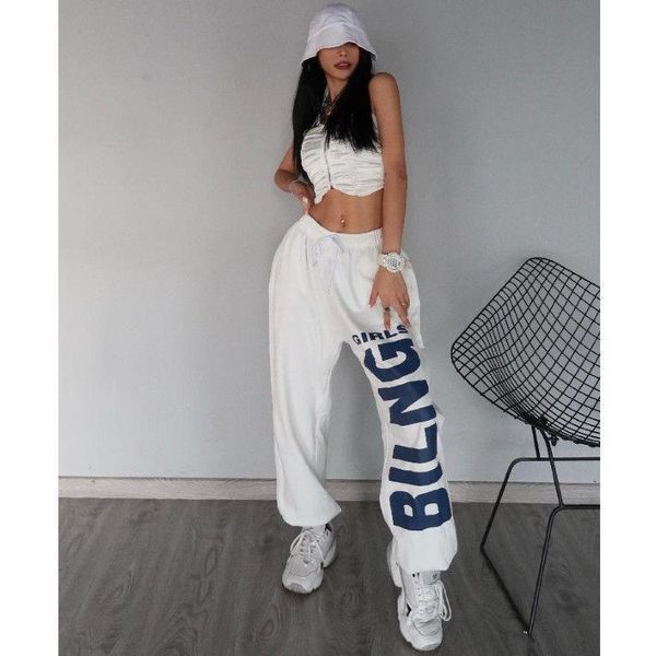 

women's pants & capris hip-hop jazz dancing sports loose and thin casual trousers wear-footed streetwear women bottoms plus size, Black;white