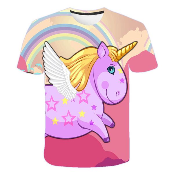 

pegasus print kids 3d print t-shirt animal print summer daily sports round neck short sleeve high quality, Blue