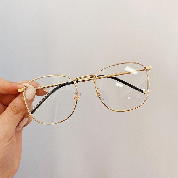 

fashion sunglasses frames anti blue light glasses frame mental women men spectacle transparent, Black
