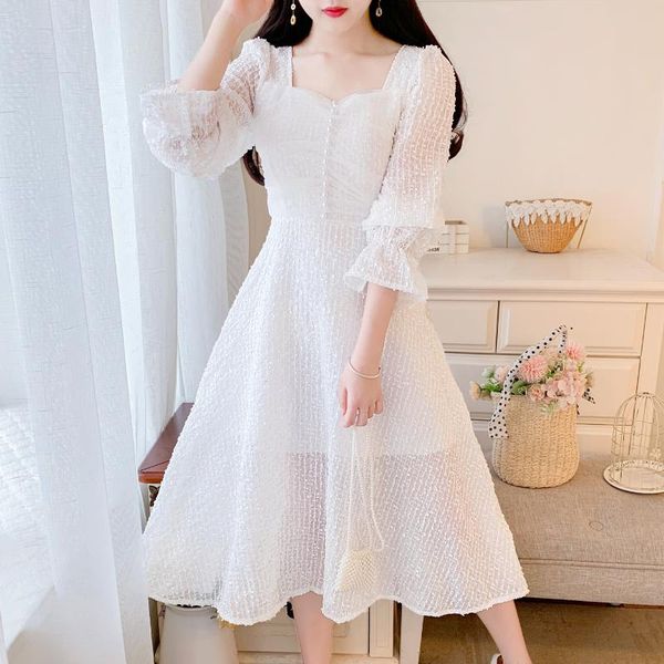 

casual dresses gentle temperament small white dress with long and thin, Black;gray