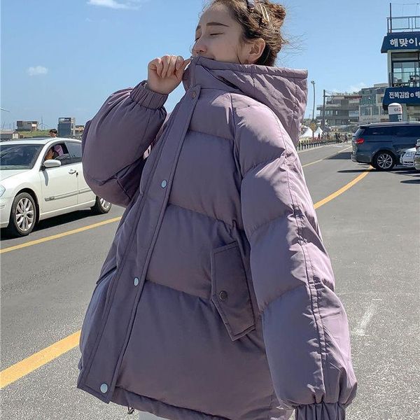 

woman jacket parkas coat women's cotton-padded short winter loose off-season veste femme down &, Black