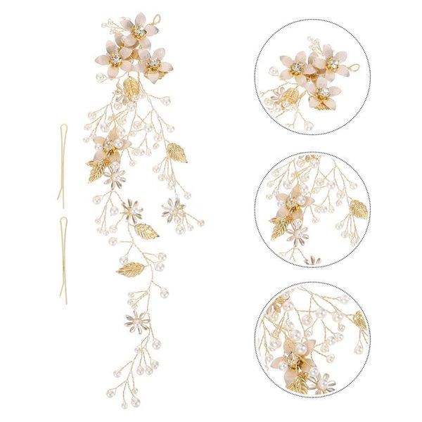 

hair clips wedding bride headband handmade artificial pearl flower band accessory