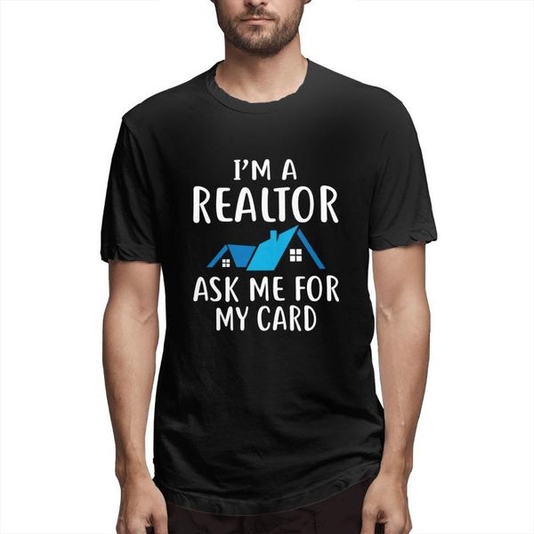 

men's t-shirts real estate agent pink ask me graphic tee short sleeve t-shirt funny s 100% cotton round nevk men clothing, White;black