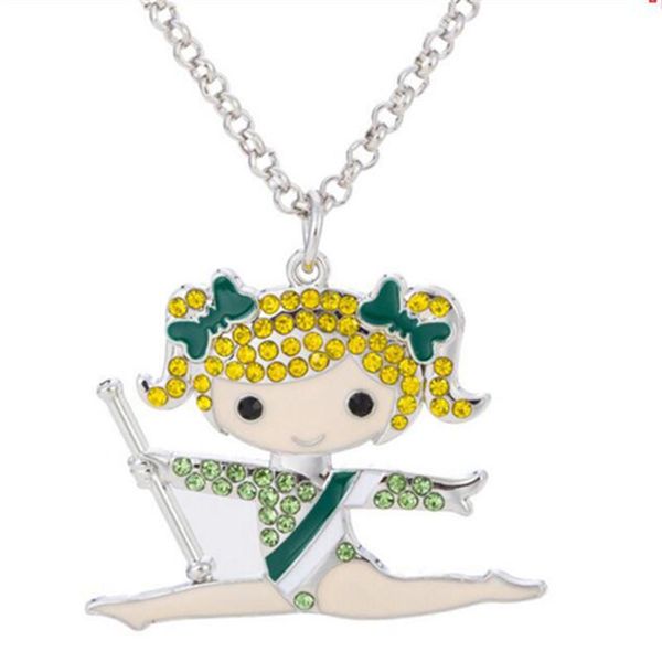 

pendant necklaces fashion necklace for women cheerleading girl cute charm with beautiful crystals link chain zinc alloy drop, Silver