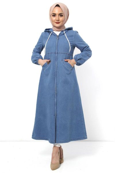 

women's jackets hooded with pockets jeans cap tsd4131 light blue, Black;brown