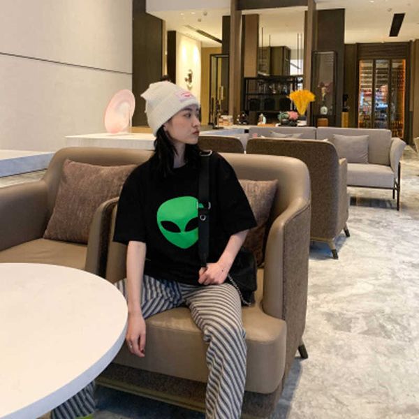 

from Paris B alien European short sleeve Hello T-shirt 21s early spring new half sleeve T-shirt, White;black