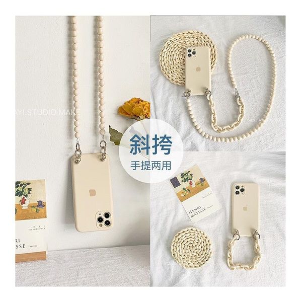 

card holders iphone11 mobile phone case with chain liquid silicone crossbody portable for apple 12pro protective cover 7/8p, Brown;gray