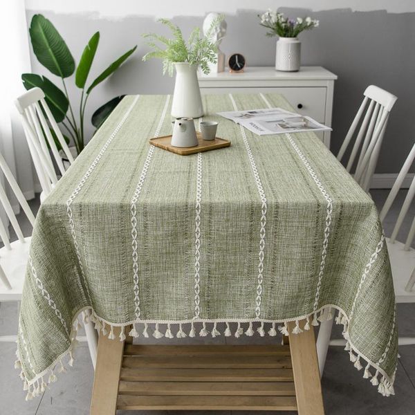 

table cloth hollow solid color long striped tablecloth dustproof tassels rectangular modern home decoration birthday