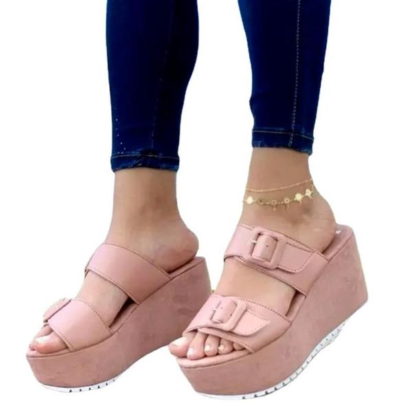 

sandals high heels wedges shoes woman beach slippers slides women summer plus size sandalias mujer sapato feminino ws0057, Black