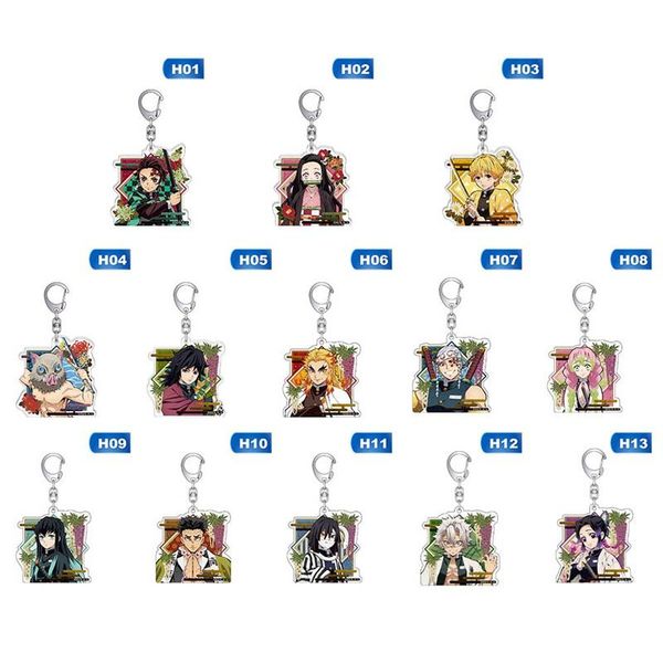 

keychains style anime demon slayer kimetsu no yaiba kamado tanjirou cosplay prop keychain nezuko acrylic key chain keyring, Silver