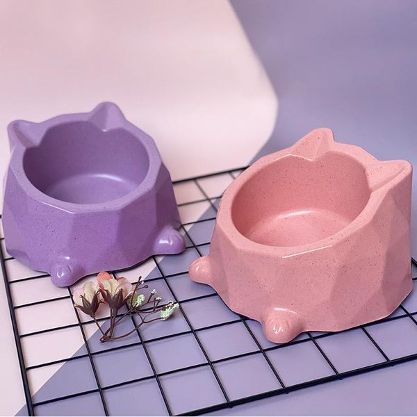 

lovely pet dog accessories cat-shaped puppies container for anti-skid feeder bamboo fiber bowls stand plates cats cat & feeders