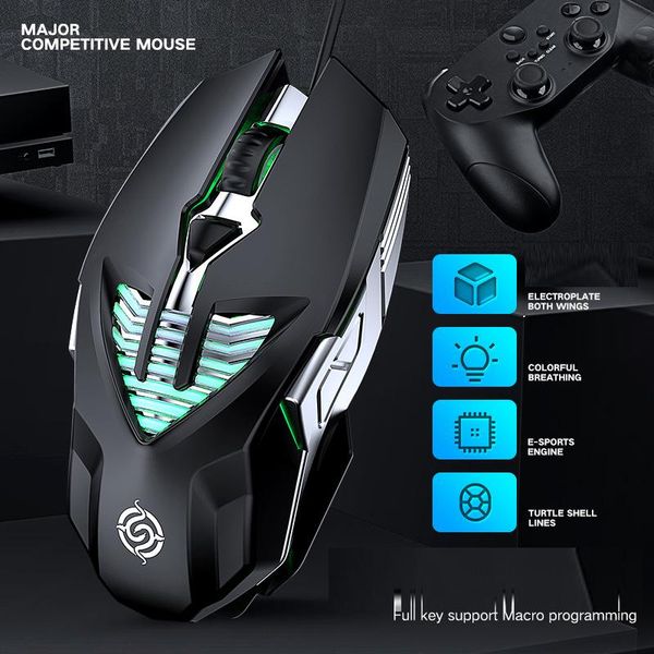 

mice viper q1 professional competitive game mouse 6d electroplating metal water-cooled light effect macro programming usb wired