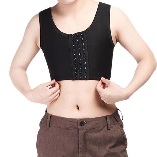 

women's shapers s-4xl breast chest binders transexual vest casual short tomboy lesbian bra undershirt flatten, Black;white