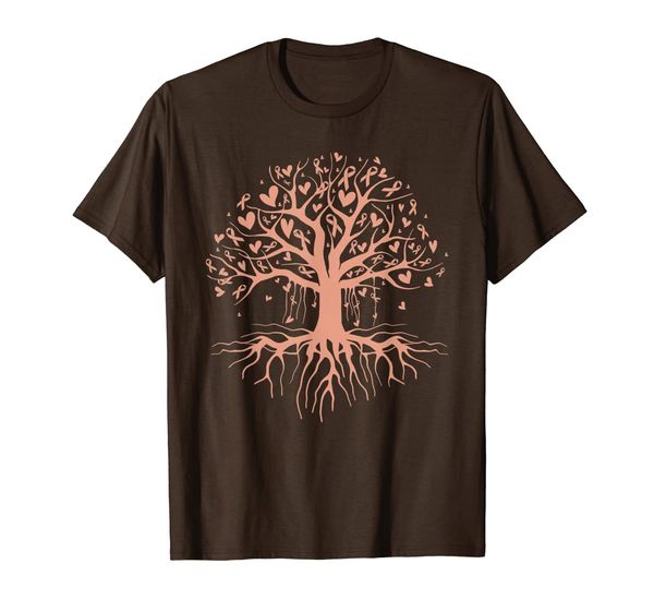 

uterine cancer awareness shirt peach ribbon tree support t-shirt, White;black
