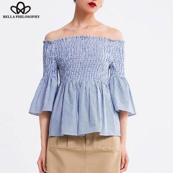 

women's blouses & shirts wonder 2021 flare sleeve blouse vintage off shoulder female elastic casual street wear lady ruffles, White