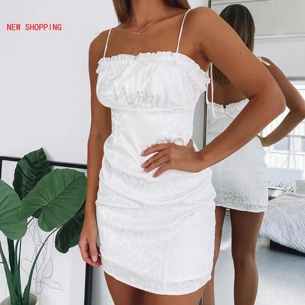 

summer white leopard print jacquard wrap dresses 2021 ladies fashion spaghetti strap bodycon pencil backless mini clubwear casual, Black;gray