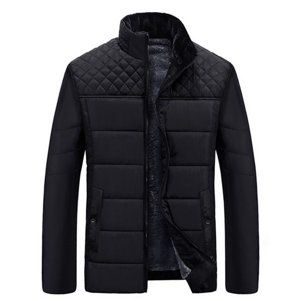 

downs men's winter coat fleece cotton jacket casual thick warm clothing, Black