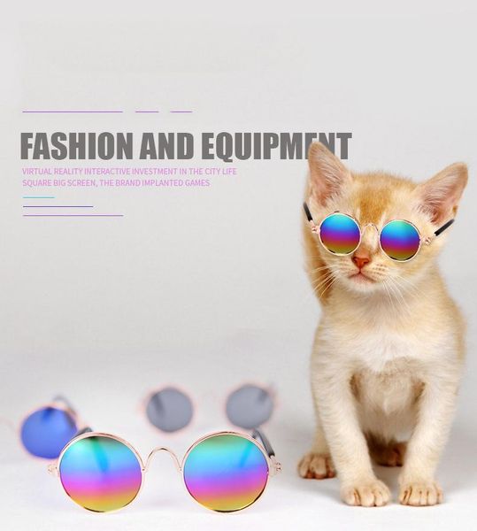 

cat costumes pet supplies cute retro round sunglasses reflective glasses small dogs cats decorations pography props accessories