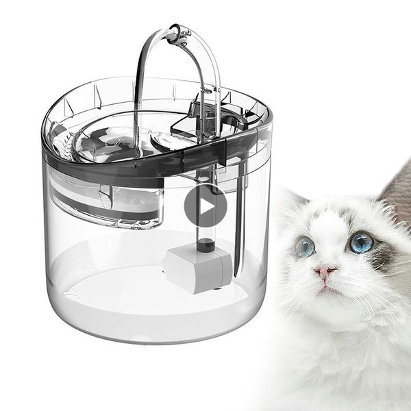 

cat bowls & feeders 1.8l pet automatic sensor drinking feeder water fountain with faucet dog dispenser transparent filter drinker
