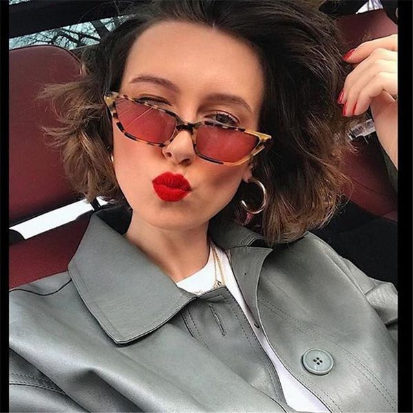 

women pc uv400 glasses narrow cat eye small cateye sunglasses, White;black