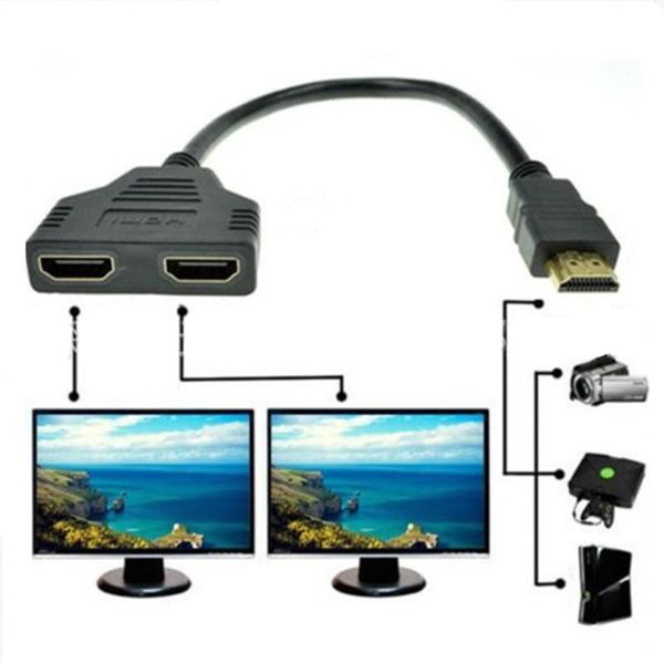 

audio cables & connectors 1080p 2 port hub splitter male to double female 1 in out cable adapter converter support 480i 480p 720p 1080i