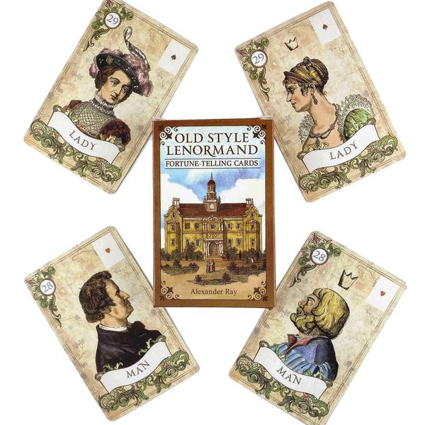 

old style lenormand oracles cards leisure party table game fortune-telling prophecy tarot deck with guide book