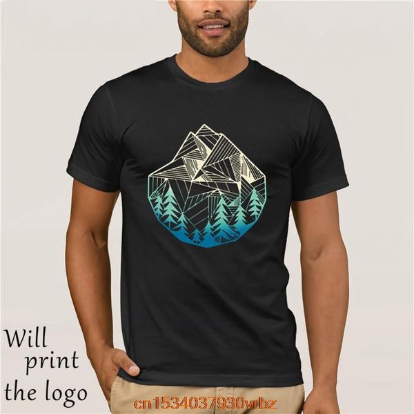 

men's t-shirts fashion t shirt 100% cotton minimal mountains geometry, White;black