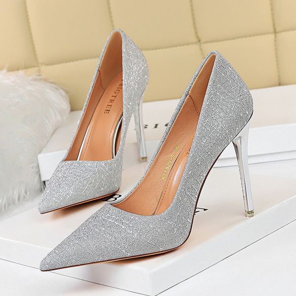 

woman pumps sliver pink high sequin cloth women stiletto party female heels ladies shoes, Black