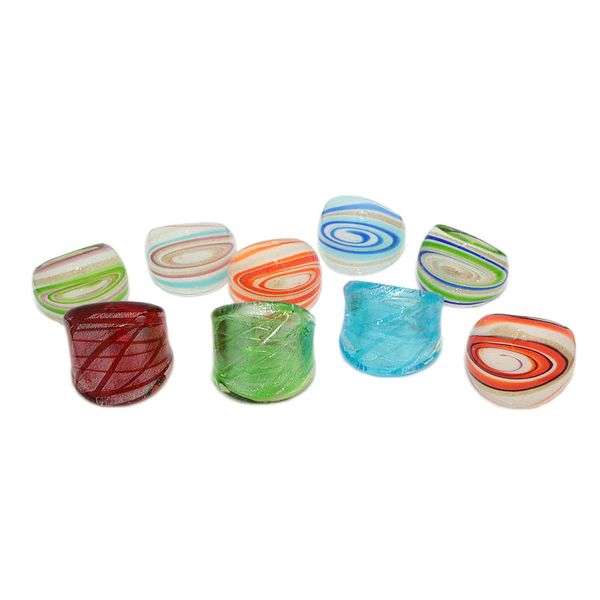 Großhandel 9 Stücke gemischter Farbe chinesischer Stil Ring Personalisierte Glasur Murano Ringe für Frauen 17-19mm Glas Sternenhimmel Muster und transparent