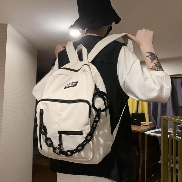 

backpack solid color hip-hop women female nylon large capacity travel bag college students schoolbag for teenage girls boys