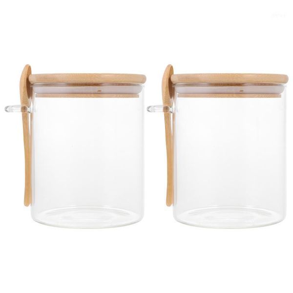 

storage bottles & jars 2pcs kitchen glass jar transparent sealing food