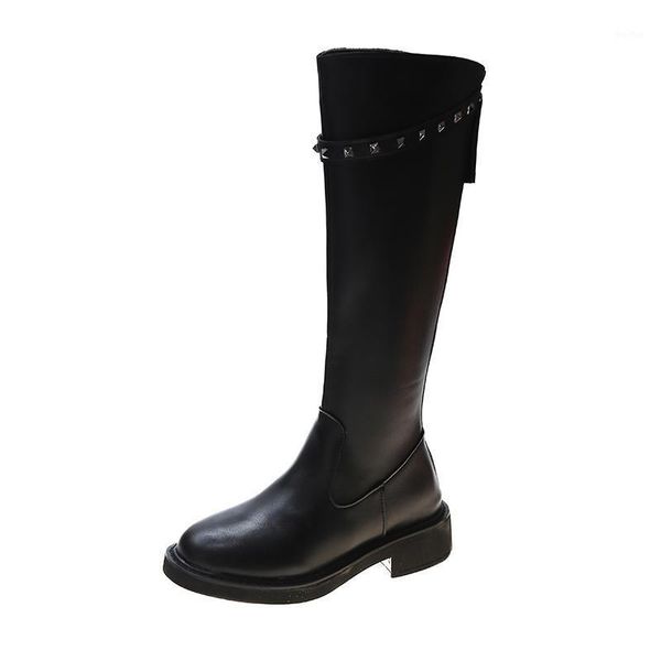 

boots rivet black knee high women shoes motorcycle long goth pu leather thigh botas altas mujer1