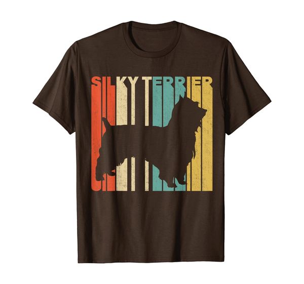 

vintage retro silky terrier silhouette t-shirt, White;black
