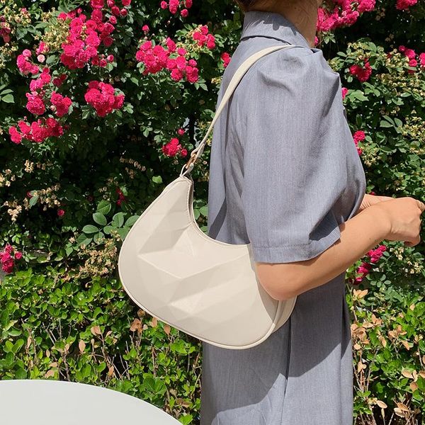 

evening bags 2021 women's bag summer fashion female shoulder white ladies handbag crescent shape all match artificial leather soft