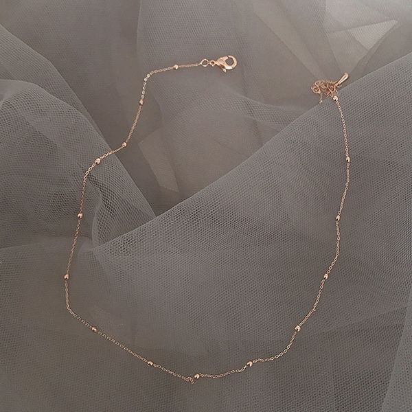 

necklaces pendants japan korean simple vintage rose gold coated interval beaded short choker necklace for women girls wedding party charm je, Silver